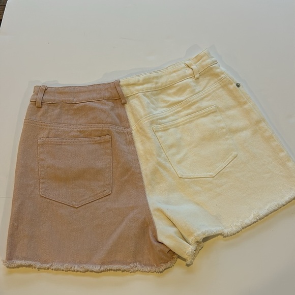 Denim Two-Tone High Rise Colorblock Shorts Large NWT - Picture 4 of 7